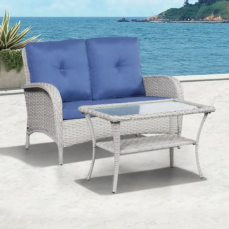 Ensemble de meubles de salon d'extérieur 7 pièces Gymojoy (causeuse, table, fauteuils à bascule)