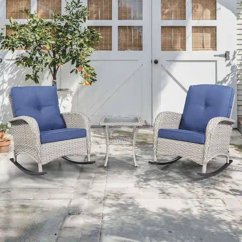 Ensemble de meubles de salon d'extérieur 7 pièces Gymojoy (causeuse, table, fauteuils à bascule)