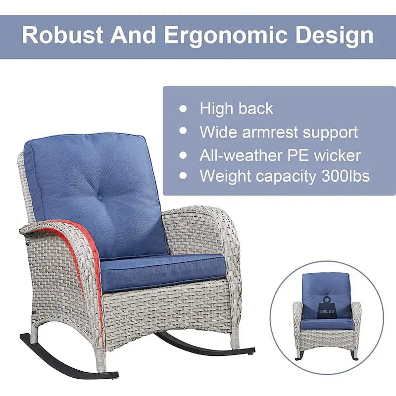 Ensemble de meubles de salon d'extérieur 7 pièces Gymojoy (causeuse, table, fauteuils à bascule)