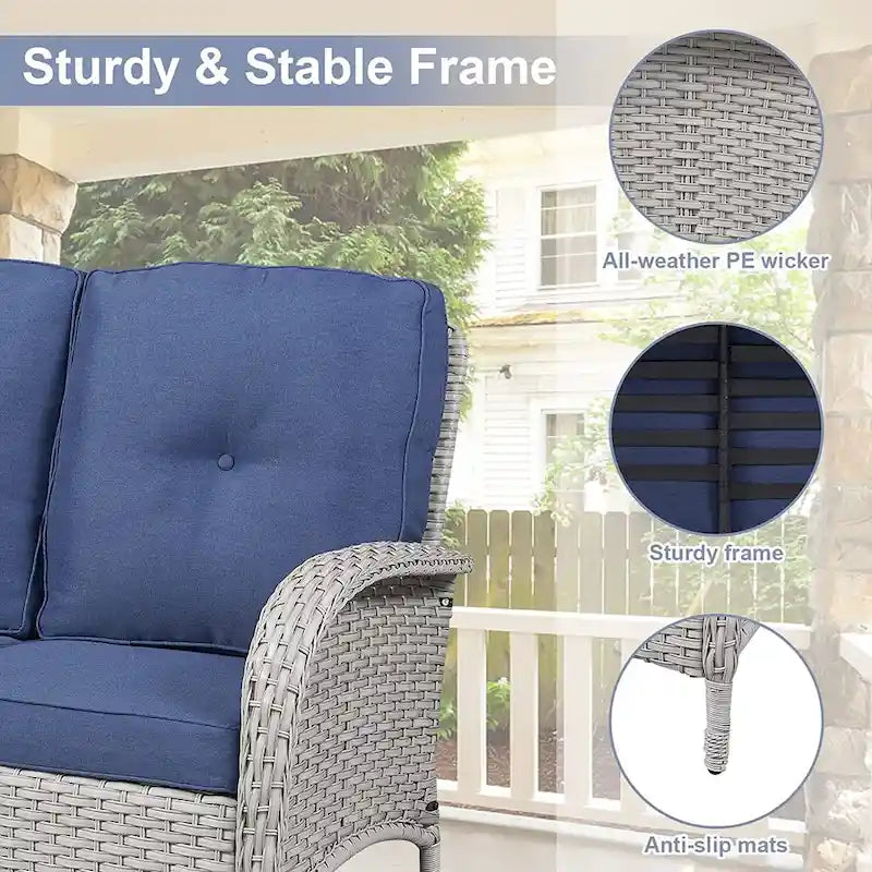 Ensemble de meubles de salon d'extérieur 7 pièces Gymojoy (causeuse, table, fauteuils à bascule)