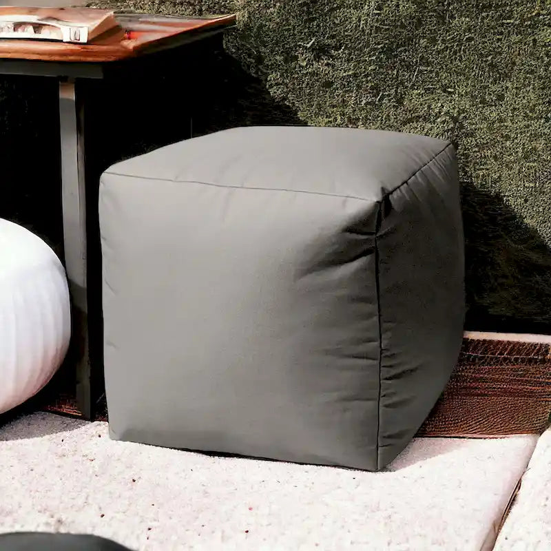 HomeRoots 17 Cool Steely Silver Gray Solid Color Indoor Outdoor Pouf Cover - 17' X '17' X '1