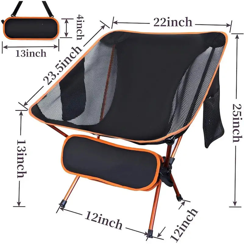 Chaise de camping, Légère, Chaise de randonnée, Chaises pliantes, Portable avec sac de transport et bandoulière