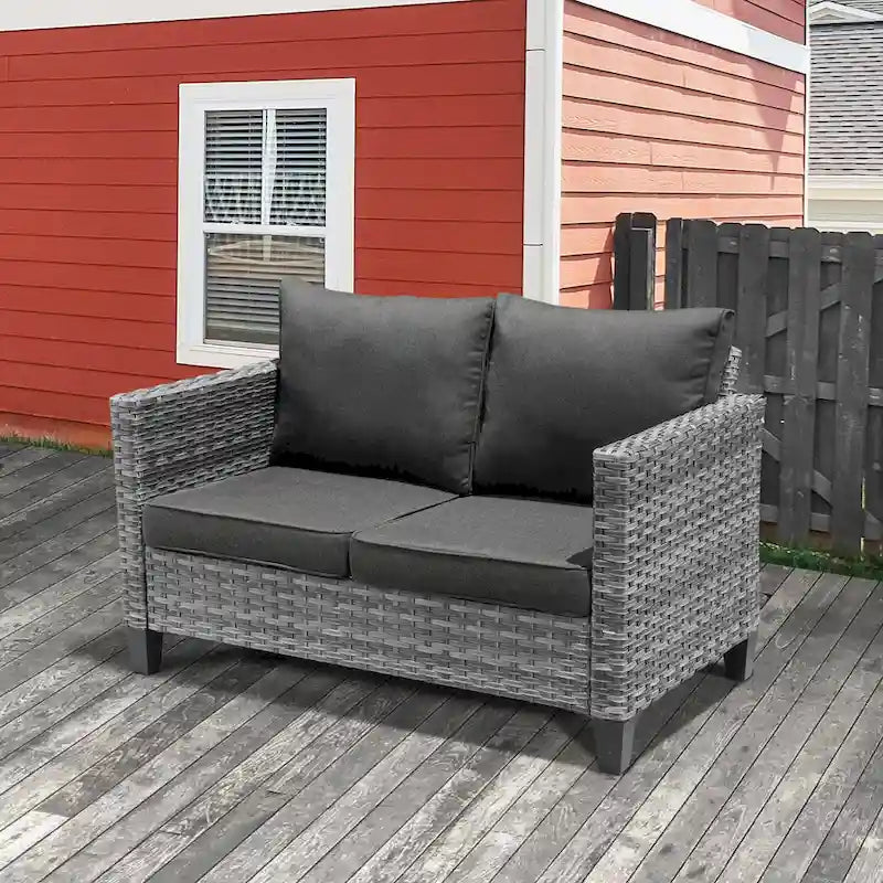 XIZZI Outdoor Rattan Wicker Loveseat with Cushions
