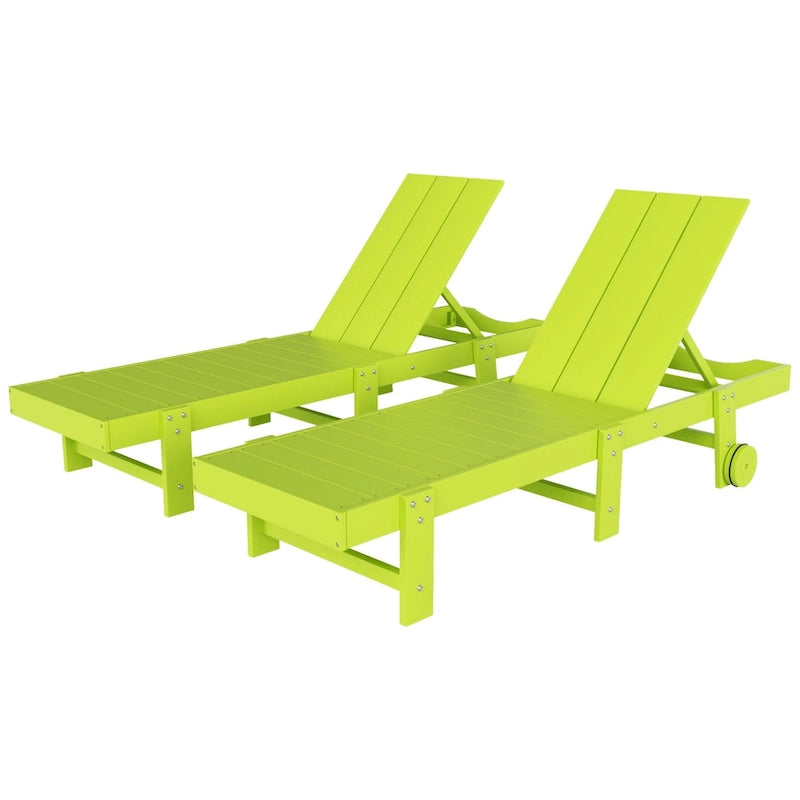Polytrends Shoreside Chaise longue inclinable moderne en polyéco-friendly toutes saisons avec roues (lot de 2)