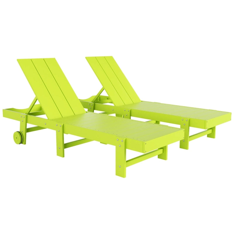 Polytrends Shoreside Chaise longue inclinable moderne en polyéco-friendly toutes saisons avec roues (lot de 2)