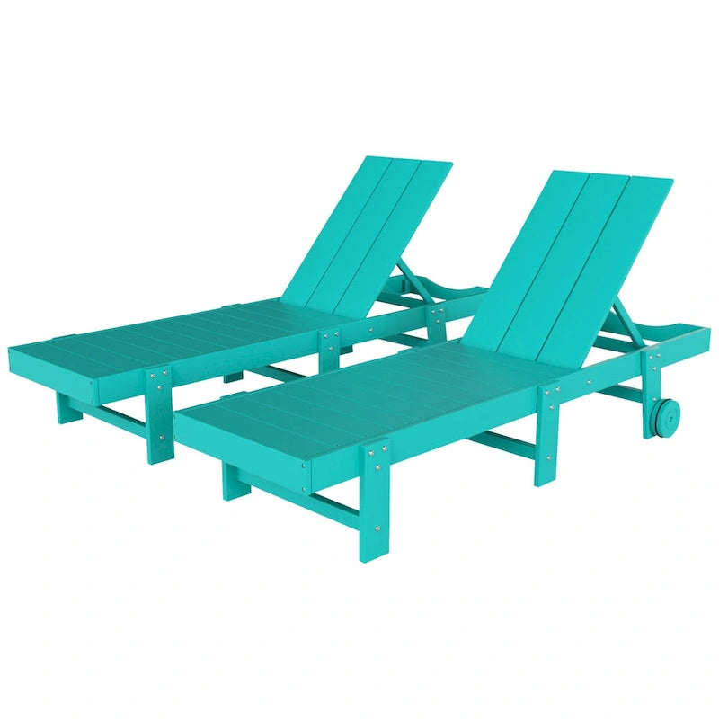 Polytrends Shoreside Chaise longue inclinable moderne en polyéco-friendly toutes saisons avec roues (lot de 2)