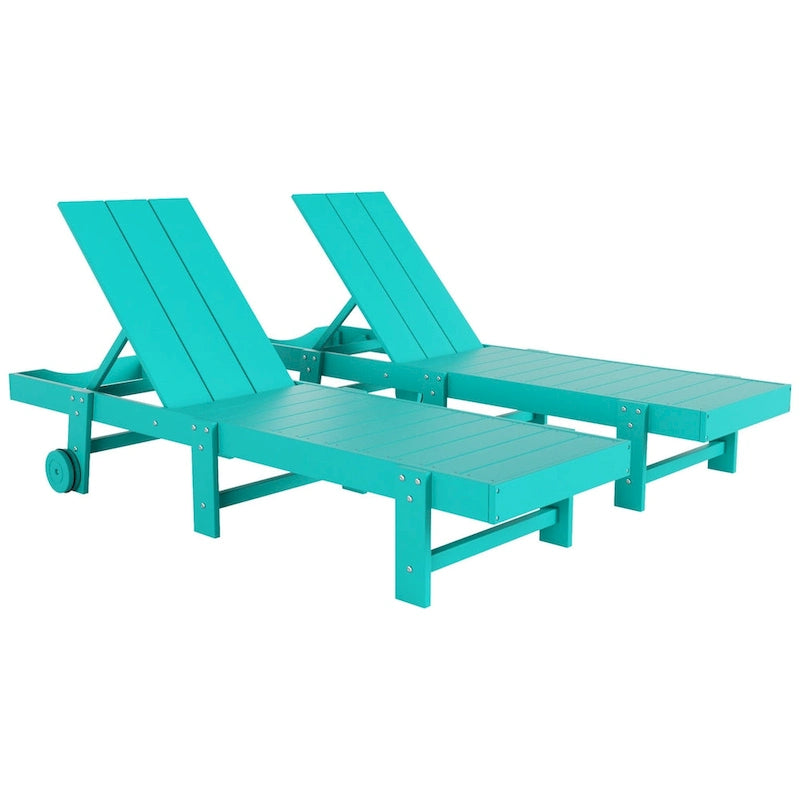 Polytrends Shoreside Chaise longue inclinable moderne en polyéco-friendly toutes saisons avec roues (lot de 2)