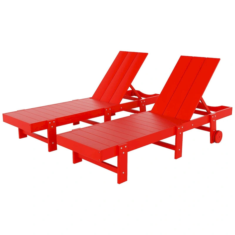 Polytrends Shoreside Chaise longue inclinable moderne en polyéco-friendly toutes saisons avec roues (lot de 2)