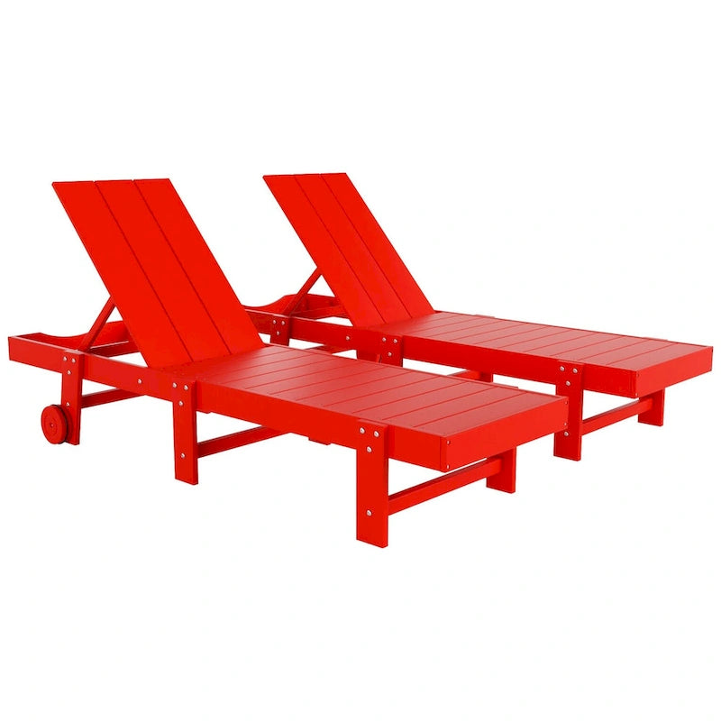 Polytrends Shoreside Chaise longue inclinable moderne en polyéco-friendly toutes saisons avec roues (lot de 2)