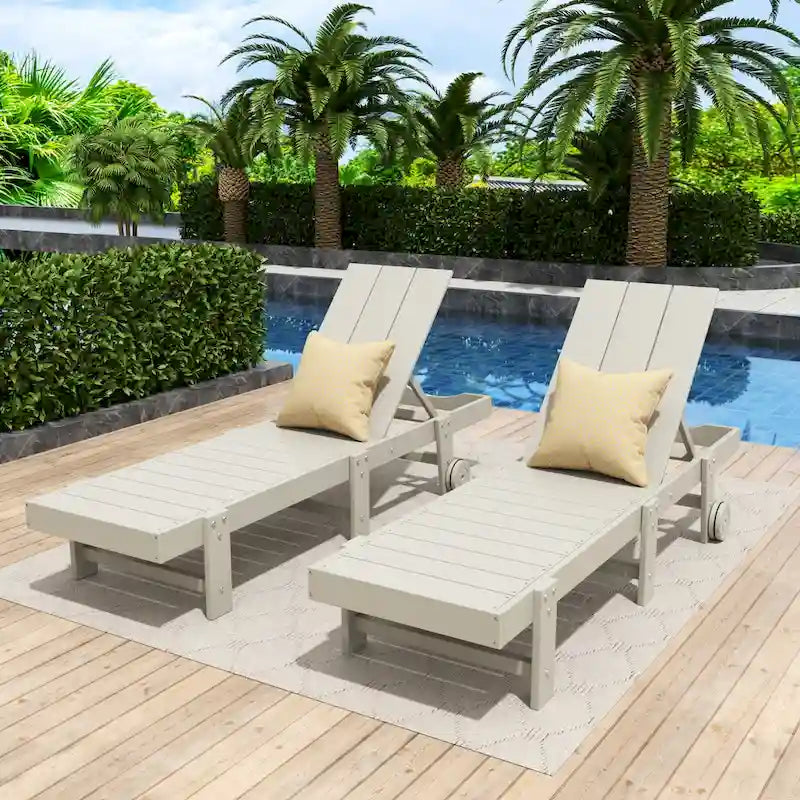 Polytrends Shoreside Chaise longue inclinable moderne en polyéco-friendly toutes saisons avec roues (lot de 2)