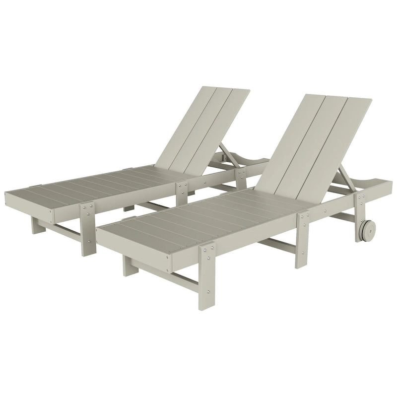 Polytrends Shoreside Chaise longue inclinable moderne en polyéco-friendly toutes saisons avec roues (lot de 2)