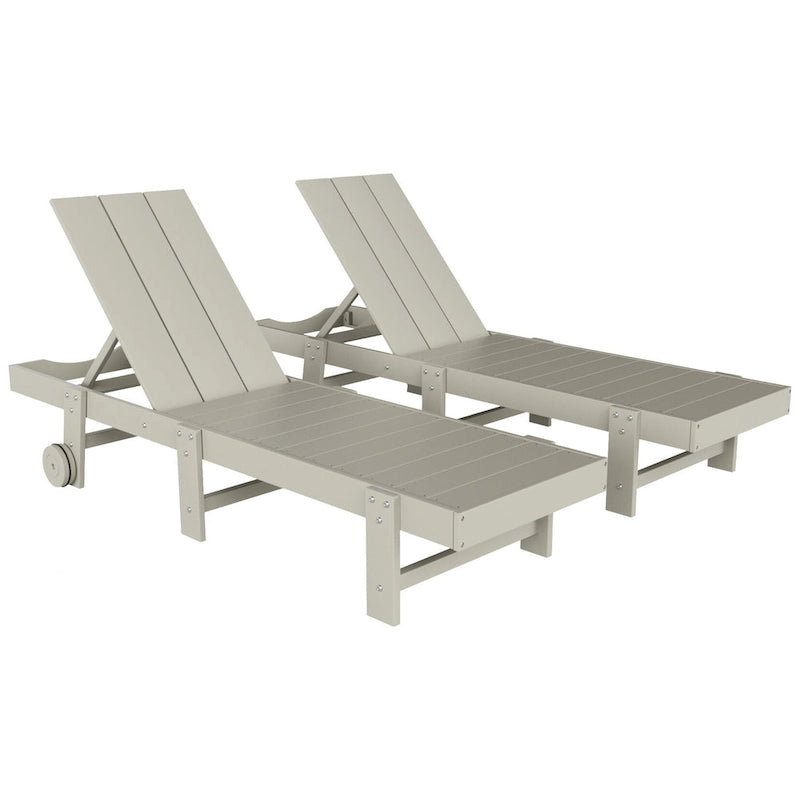 Polytrends Shoreside Chaise longue inclinable moderne en polyéco-friendly toutes saisons avec roues (lot de 2)
