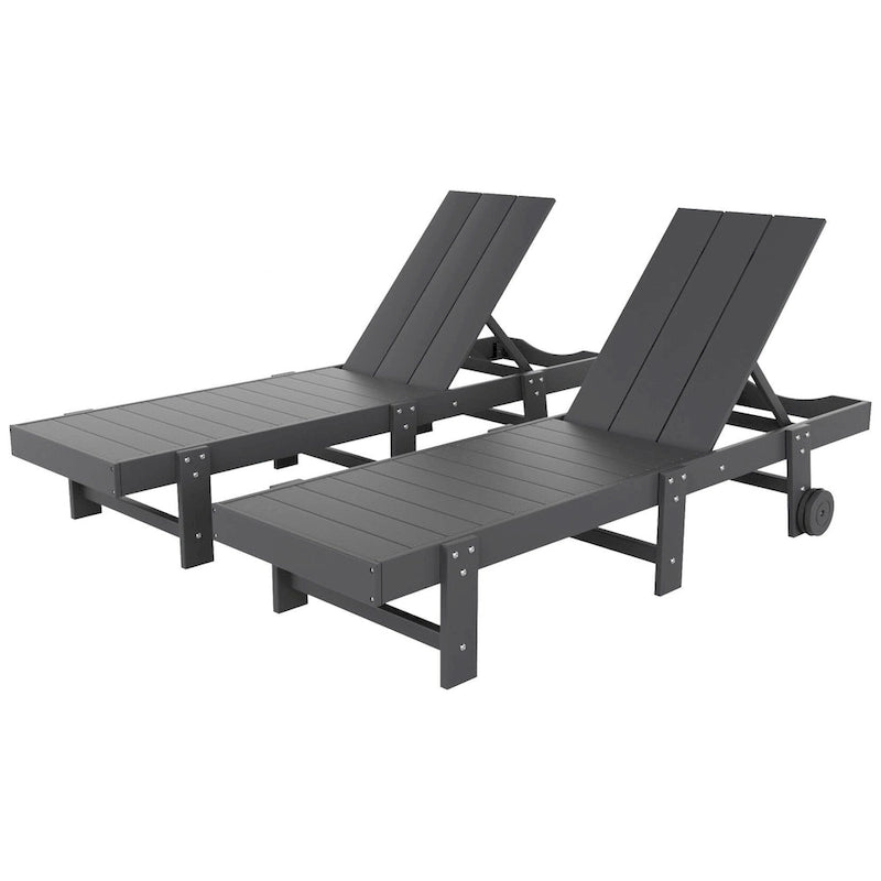 Polytrends Shoreside Chaise longue inclinable moderne en polyéco-friendly toutes saisons avec roues (lot de 2)