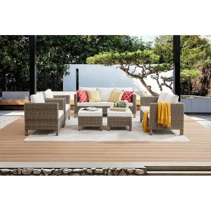 Ensemble de sièges sectionnels 6 pièces avec coussins