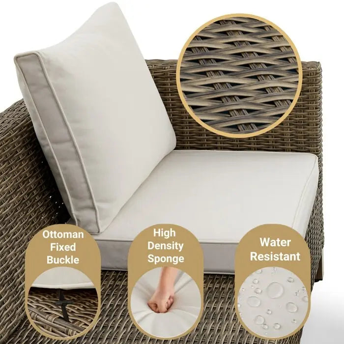 Ensemble de sièges sectionnels 6 pièces avec coussins