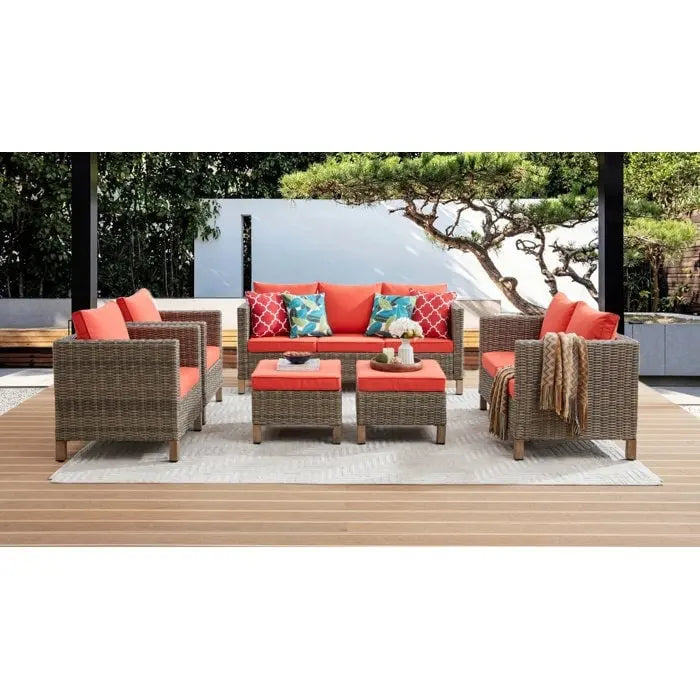 Ensemble de sièges sectionnels 6 pièces avec coussins
