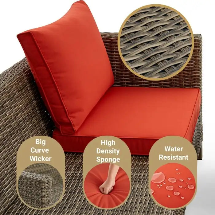 Ensemble de sièges sectionnels 6 pièces avec coussins