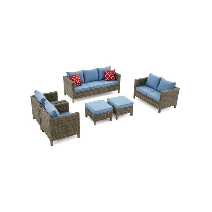 Ensemble de sièges sectionnels 6 pièces avec coussins