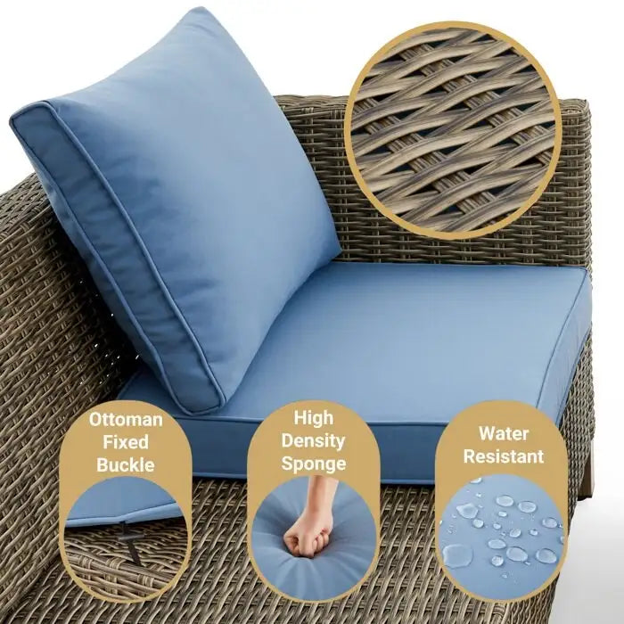 Ensemble de sièges sectionnels 6 pièces avec coussins