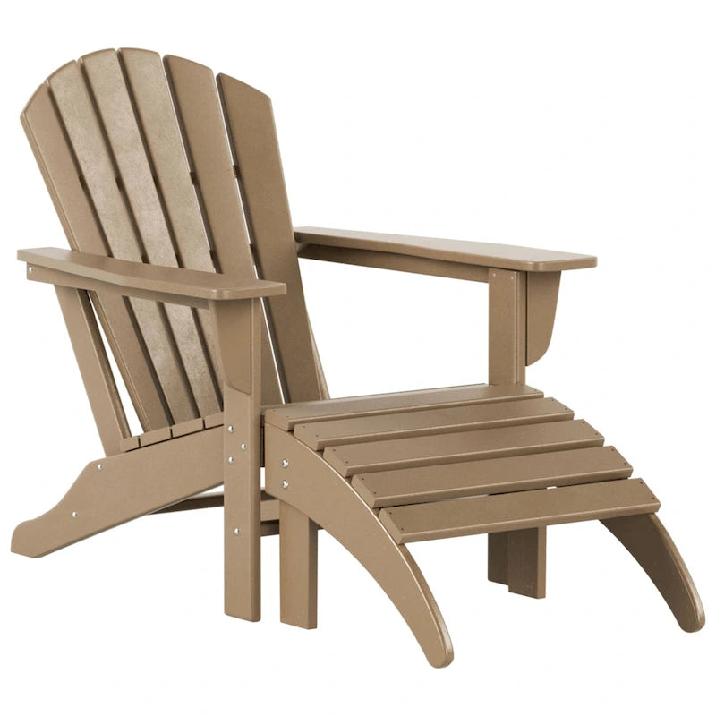 Chaise Adirondack d'extérieur classique écologique toutes saisons avec pouf Polytrends Altura (ensemble de 2 pièces)