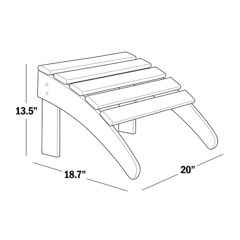 Chaise Adirondack d'extérieur classique écologique toutes saisons avec pouf Polytrends Altura (ensemble de 2 pièces)