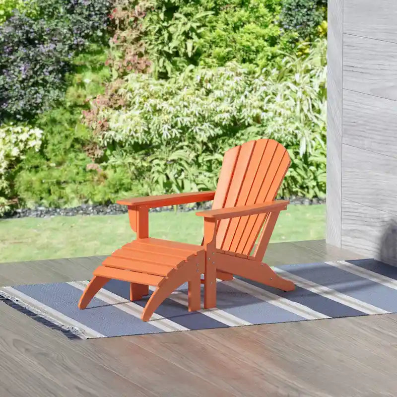 Chaise Adirondack d'extérieur classique écologique toutes saisons avec pouf Polytrends Altura (ensemble de 2 pièces)