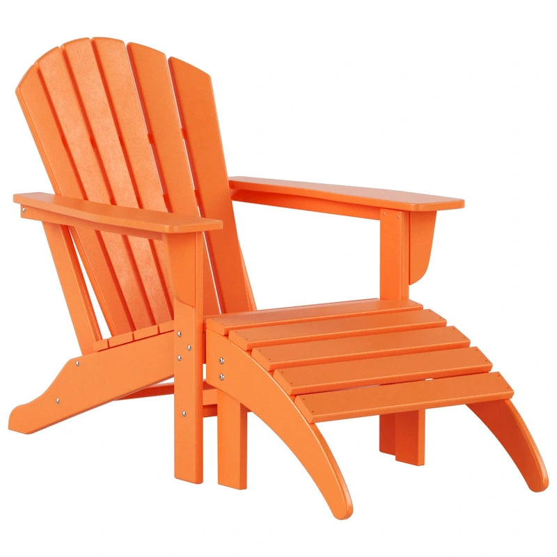 Chaise Adirondack d'extérieur classique écologique toutes saisons avec pouf Polytrends Altura (ensemble de 2 pièces)