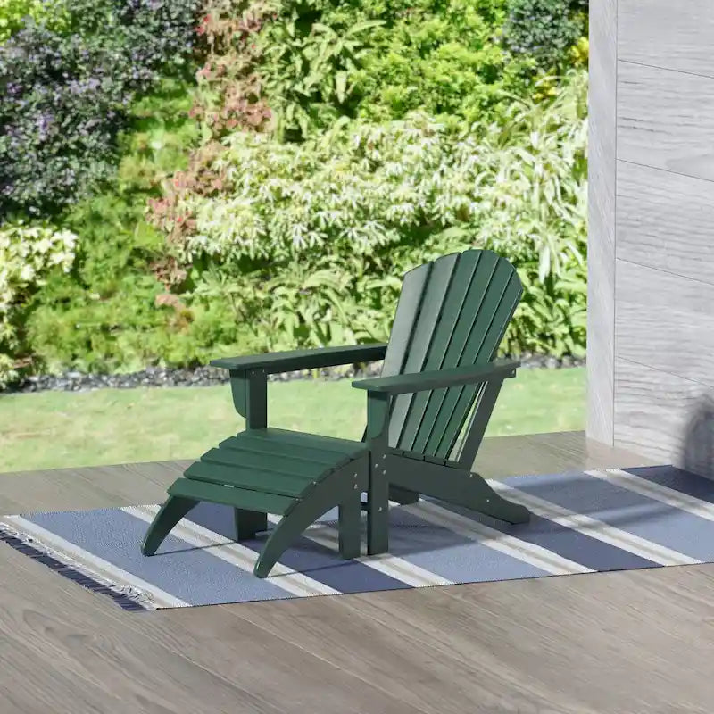 Chaise Adirondack d'extérieur classique écologique toutes saisons avec pouf Polytrends Altura (ensemble de 2 pièces)