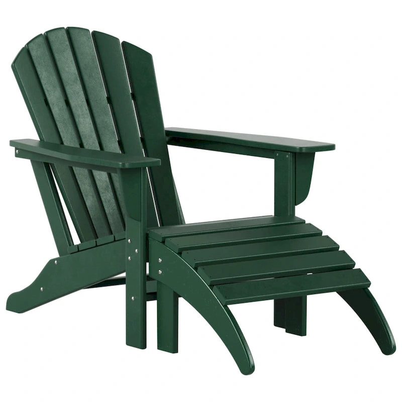 Chaise Adirondack d'extérieur classique écologique toutes saisons avec pouf Polytrends Altura (ensemble de 2 pièces)