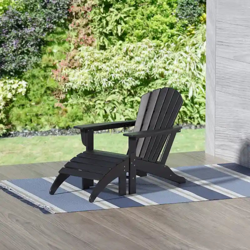 Chaise Adirondack d'extérieur classique écologique toutes saisons avec pouf Polytrends Altura (ensemble de 2 pièces)