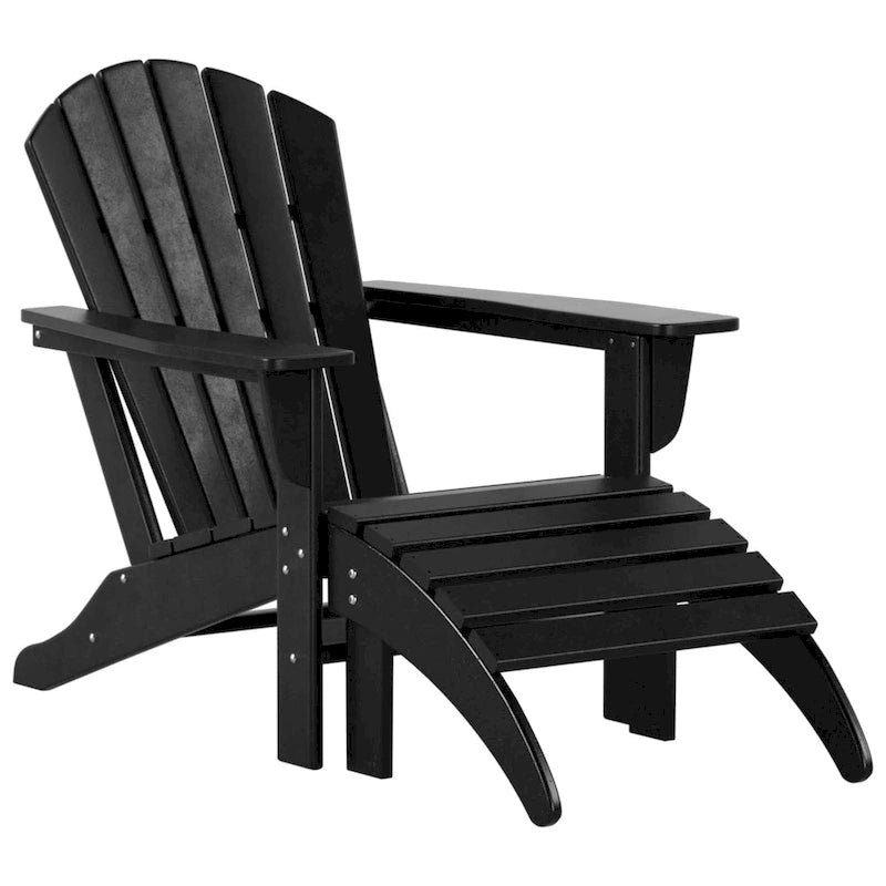 Chaise Adirondack d'extérieur classique écologique toutes saisons avec pouf Polytrends Altura (ensemble de 2 pièces)