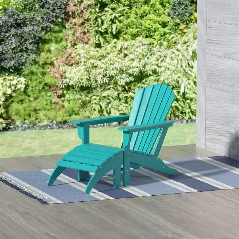 Chaise Adirondack d'extérieur classique écologique toutes saisons avec pouf Polytrends Altura (ensemble de 2 pièces)