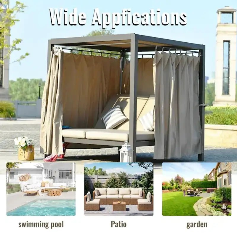 Bain de soleil extérieur réglable avec auvent, ensemble de salon en acier pour patio