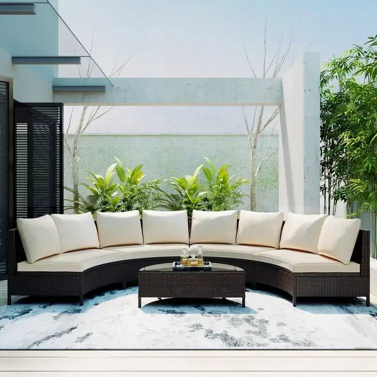Patio Sofa Set 8 - Person Seating Group with Cushions