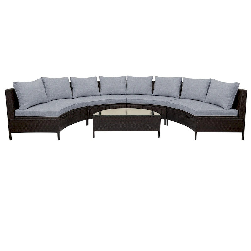 Ensemble de canapé de patio – Salon de jardin 8 personnes avec coussins