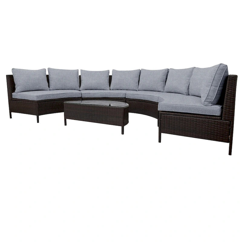 Ensemble de canapé de patio – Salon de jardin 8 personnes avec coussins