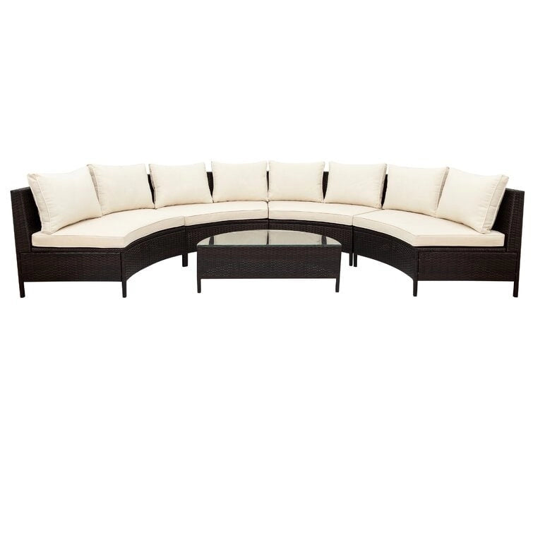 Ensemble de canapé de patio – Salon de jardin 8 personnes avec coussins