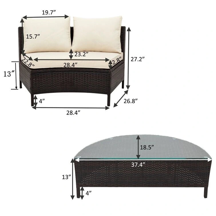 Ensemble de canapé de patio – Salon de jardin 8 personnes avec coussins