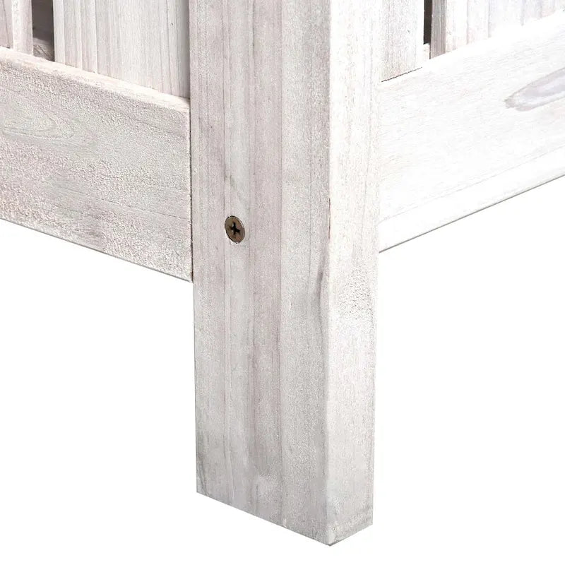 Banc de rangement de jardin de 109 litres avec cadre étanche, grande boîte de rangement d'entrée avec dossier unique en forme de X, panneaux latéraux à persiennes
