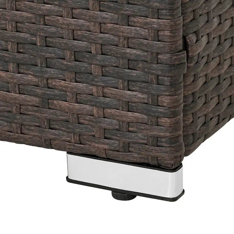 Ensemble de canapé d'angle d'extérieur en osier 7 pièces avec coussins et table basse