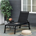 Chaise longue d'extérieur Outsunny avec dossier inclinable sur 5 positions, 2 roues arrière et design industriel