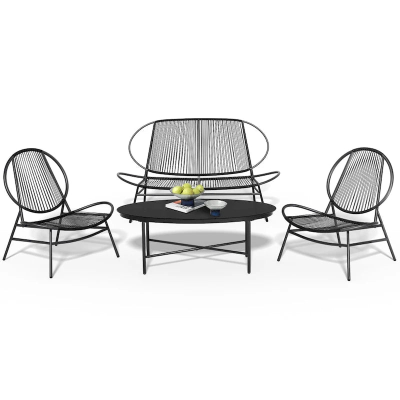 4-Piece or 2-Piece PE Rattan Patio Conversation Set
