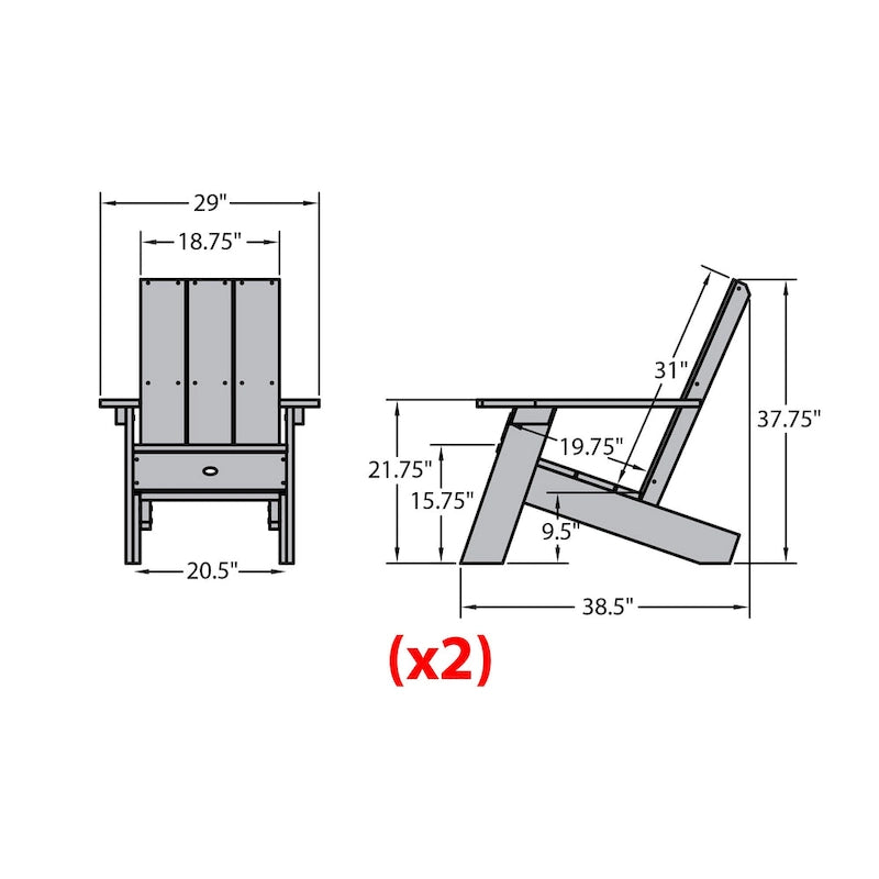Chaises Adirondack modernes 2 pièces HIGHWOOD