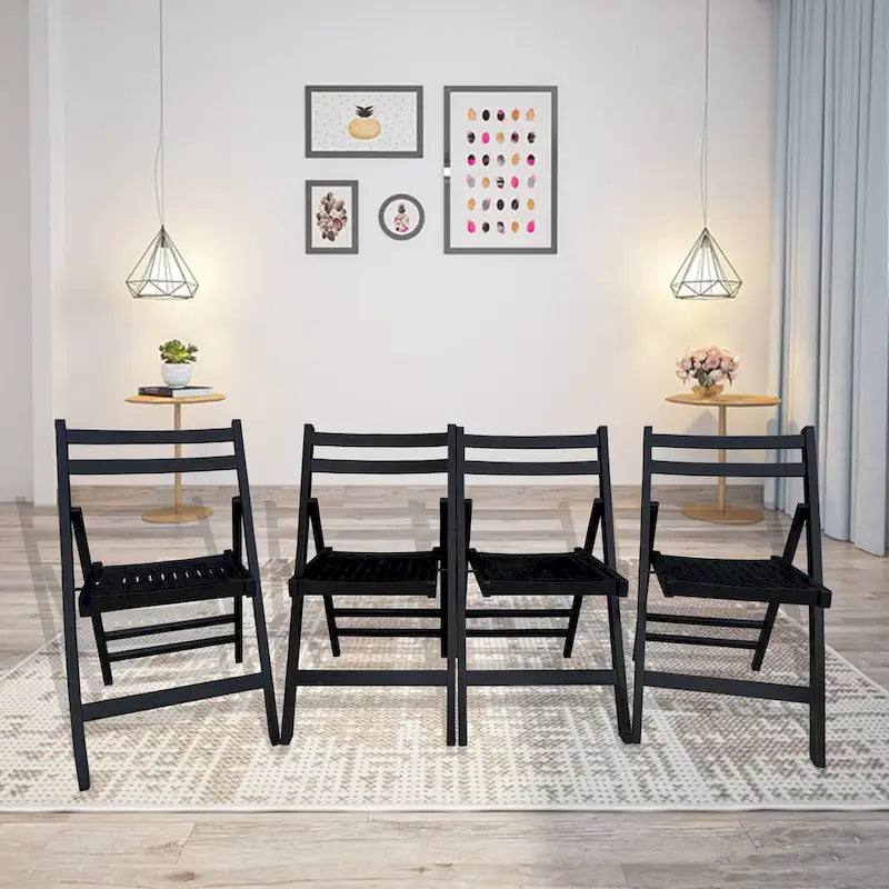 Chaise pliable événementielle en bois à lattes, lot de 4