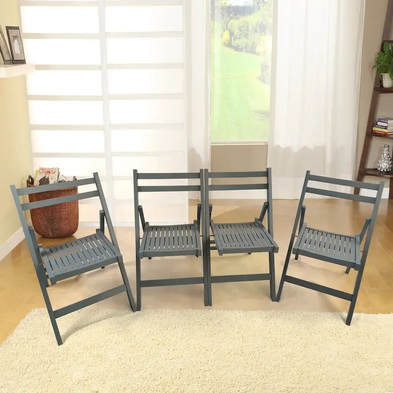 Chaise pliable événementielle en bois à lattes, lot de 4