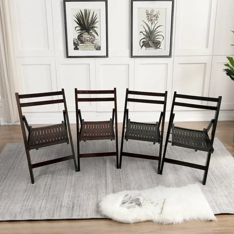 Chaise pliable événementielle en bois à lattes, lot de 4