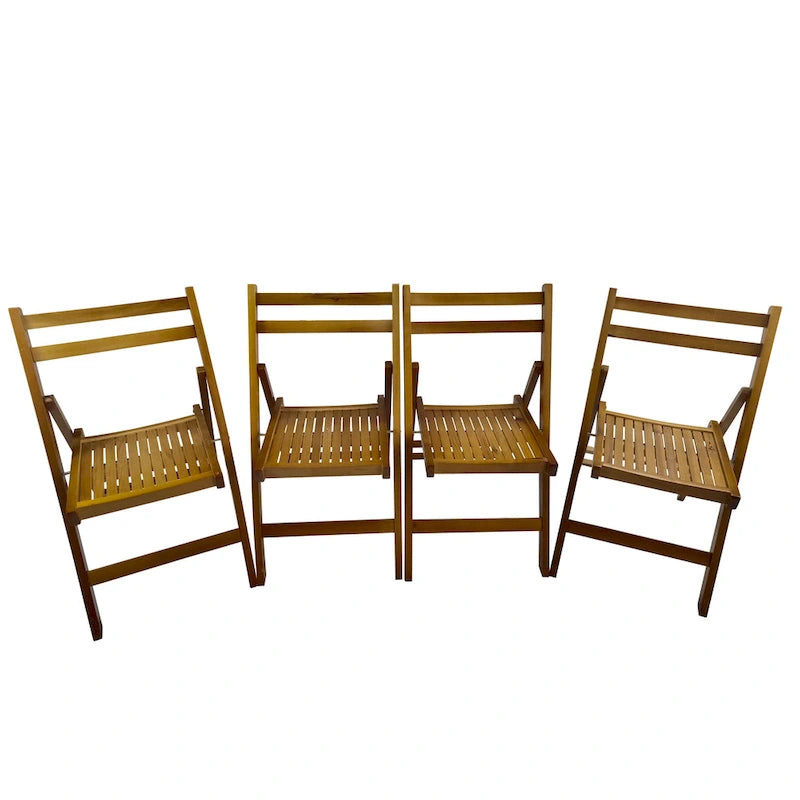 Chaise pliable événementielle en bois à lattes, lot de 4