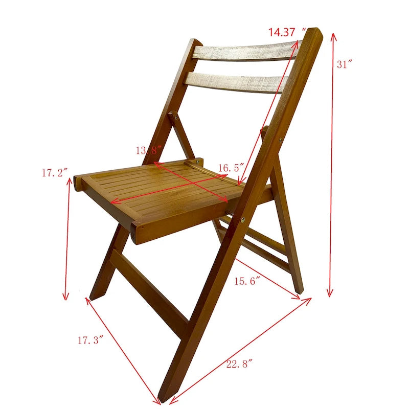 Chaise pliable événementielle en bois à lattes, lot de 4
