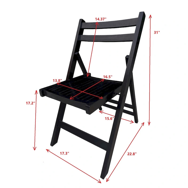 Chaise pliable événementielle en bois à lattes, lot de 4