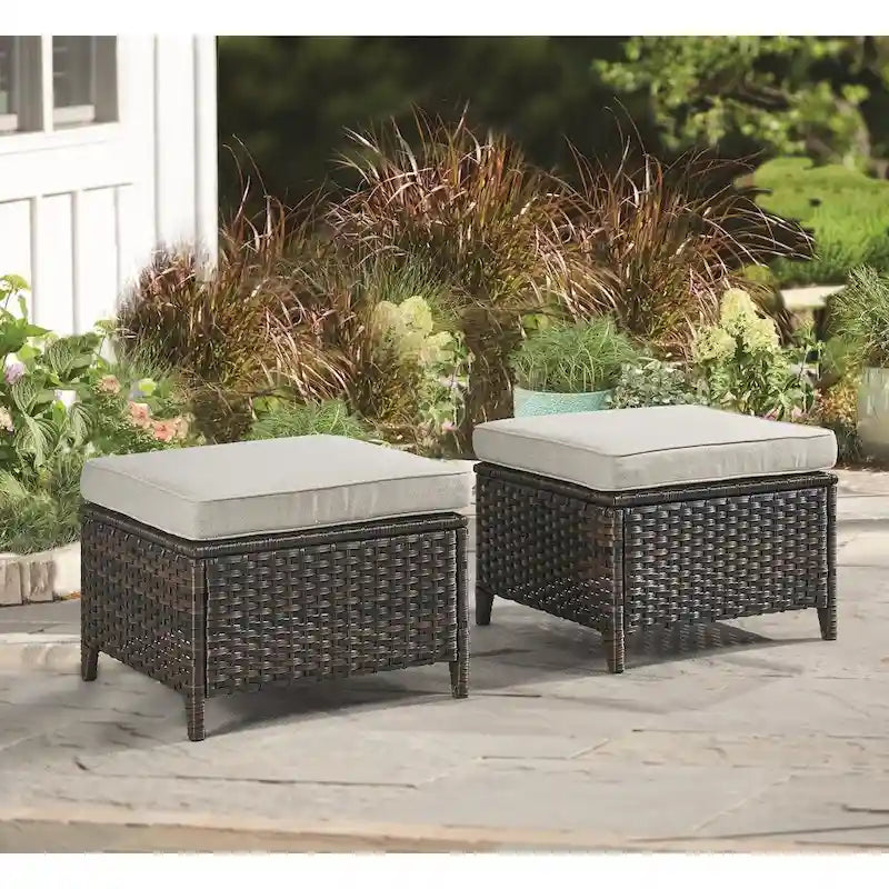 Gymojoy 2 Piece Outdoor Ottoman Wicker Patio Ottomans